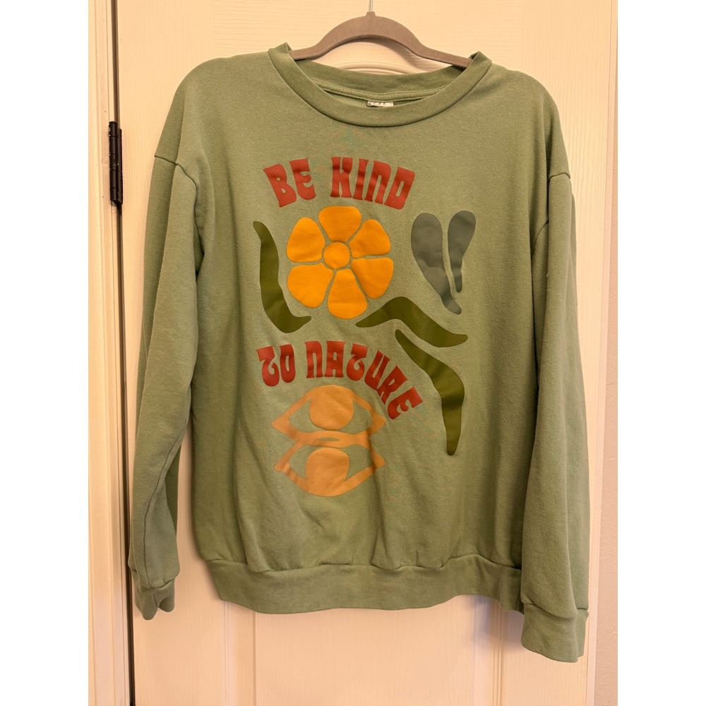 Desert Dreamer Be Kind To Nature‎ Graphic Sweatshirt Green XL Floral Earth Day